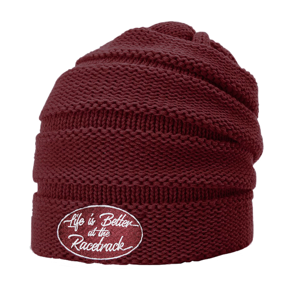 Life is Better at the Racetrack : Slouch Beanie | Burgundy Life is Better at the Racetrack : Slouch Beanie | Burgundy