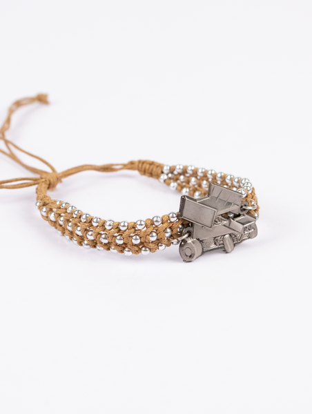 Sprint Braided Cord Bracelet with Silver Beads