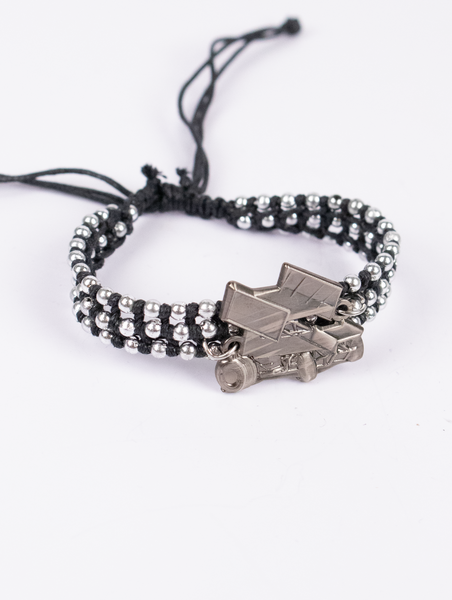 Sprint Braided Cord Bracelet with Silver Beads