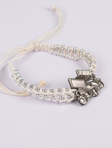 Sprint Braided Cord Bracelet with Silver Beads
