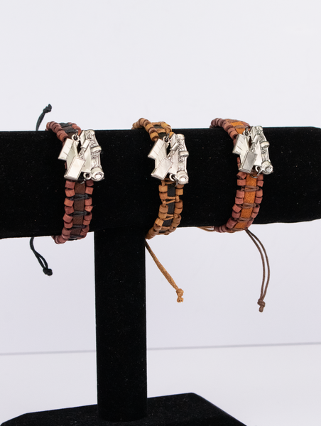 Double Row Leather Sprint Car Bracelet