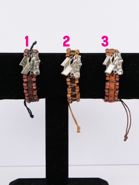 Double Row Leather Sprint Car Bracelet