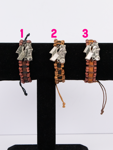 Double Row Leather Sprint Car Bracelet