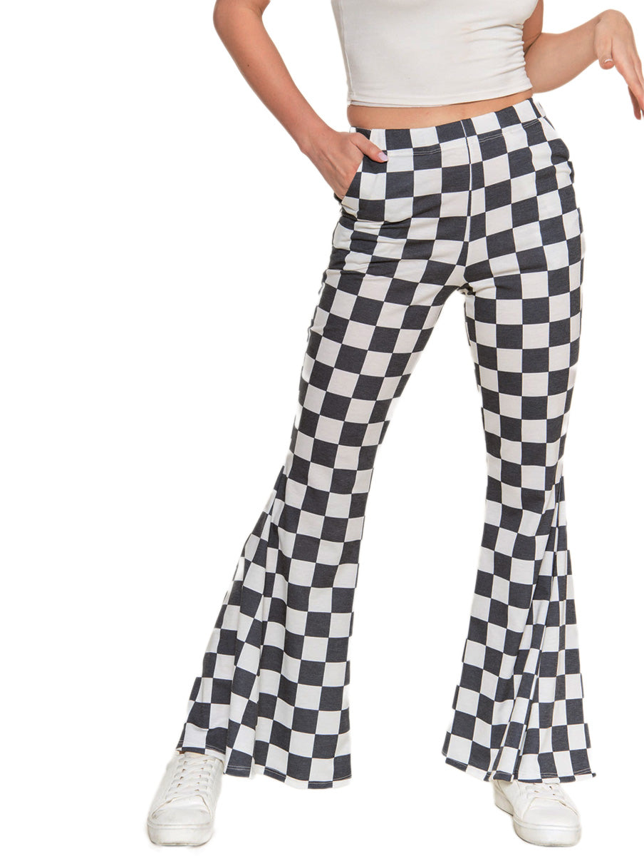 THE RAYLYNNE RETRO CHECKERED FLARE PANTS – Pink Desert