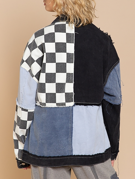Oversized Multi Checkered Print Jacket