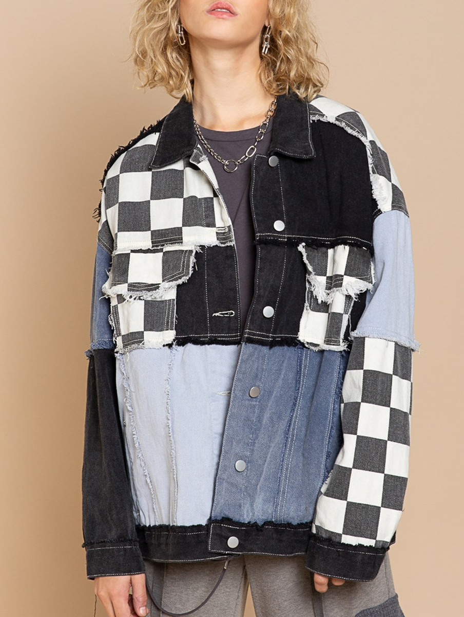 Oversized Multi Checkered Print Jacket Fearless Race Wear