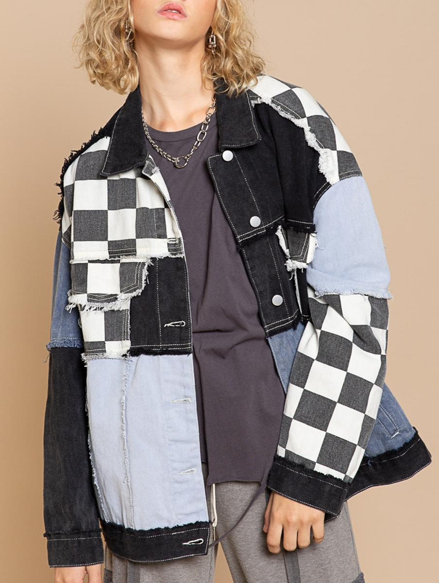 Black and white checkered jacket hot sale