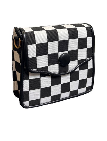 Nima Checkered Faux Leather Handbag