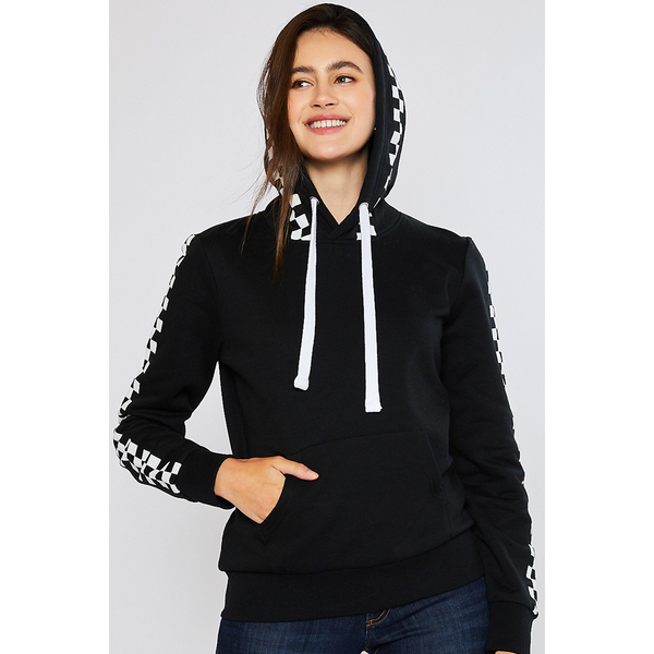 Black Checkered Fleece Hoody