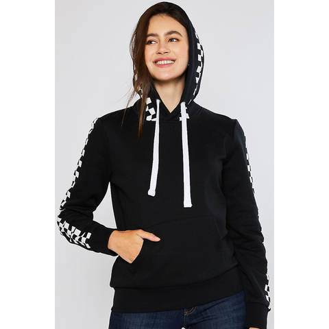 Black Checkered Fleece Hoody