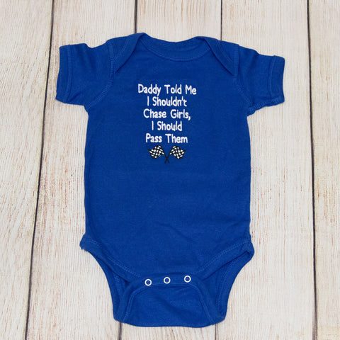 Daddy Told Me Embroidered Infant Onesie|Royal Blue|NB - 24M