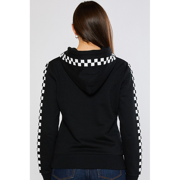 Black Checkered Fleece Hoody
