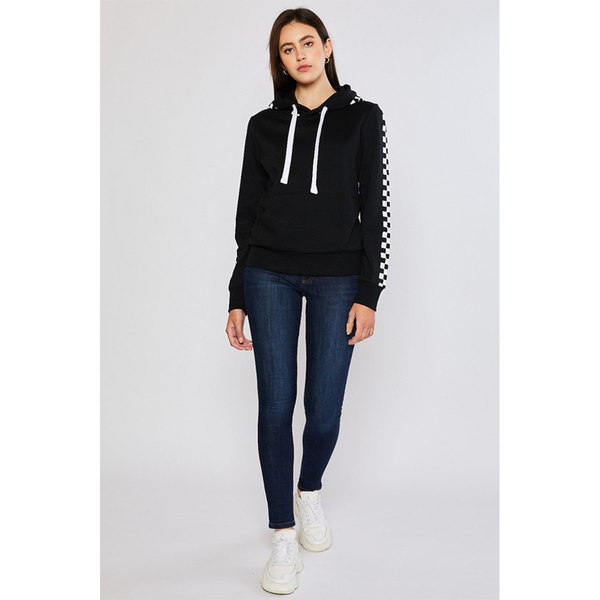 Black Checkered Fleece Hoody
