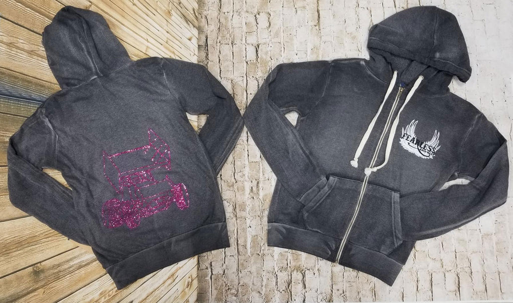 トップス Crush ProcessingShortLength Hoodie Rhinestone Sprint Car Zip Up Hoodies - Many Colors & Styles