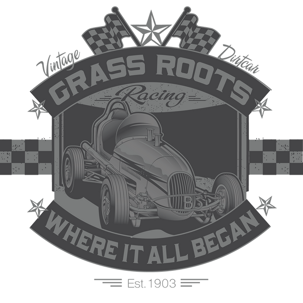 Grass Roots Vintage Sprint Car T's - Grey or Metallic Silver prints