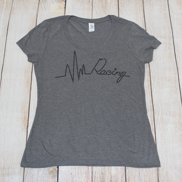 Heartbeat of Racing Rhinestone Tees, Tanks & Zip-ups
