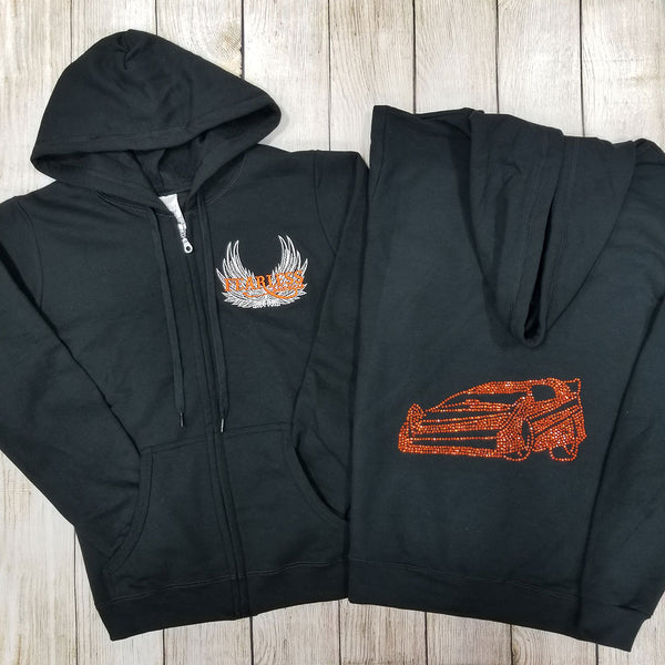 Late Model Rhinestone Zip Ups, Black - Ladies Sizes