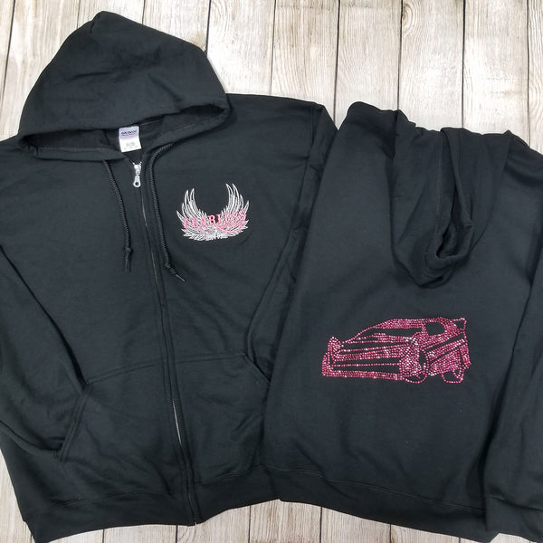 Late Model Rhinestone Zip Ups, Black - Ladies Sizes