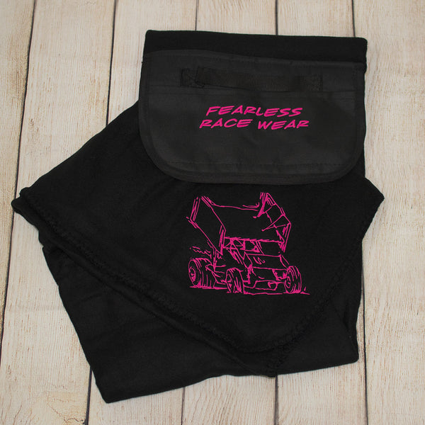 Sprint Car Embroidered Roll Up Fleece Blanket
