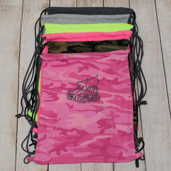 Embroidered Car Sweatshirt Cinch Sack