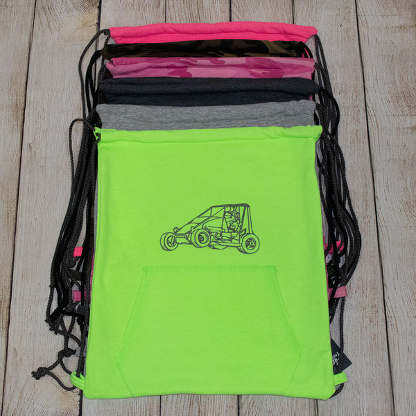 Embroidered Car Sweatshirt Cinch Sack
