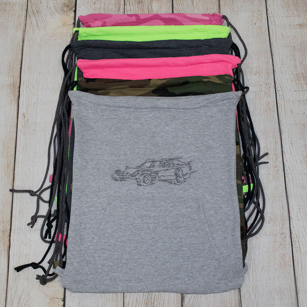 Embroidered Car Sweatshirt Cinch Sack