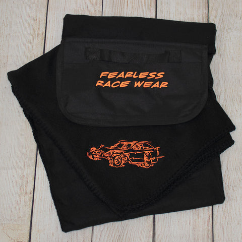 Modified Car Embroidered Roll Up Fleece Blanket