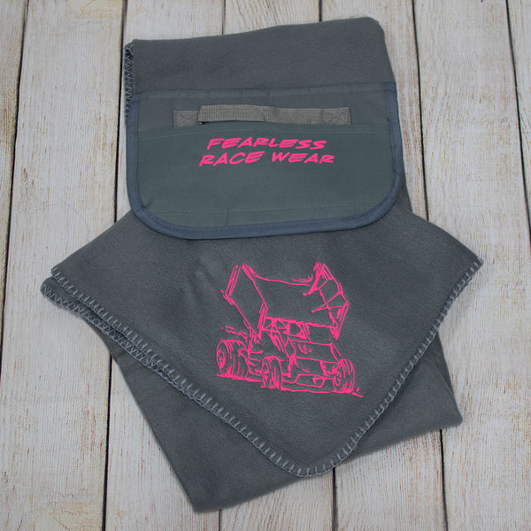 Sprint Car Embroidered Roll Up Fleece Blanket