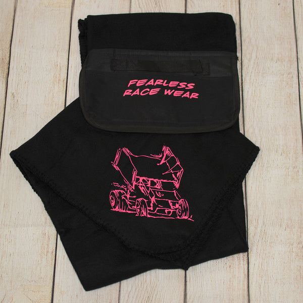 Sprint Car Embroidered Roll Up Fleece Blanket
