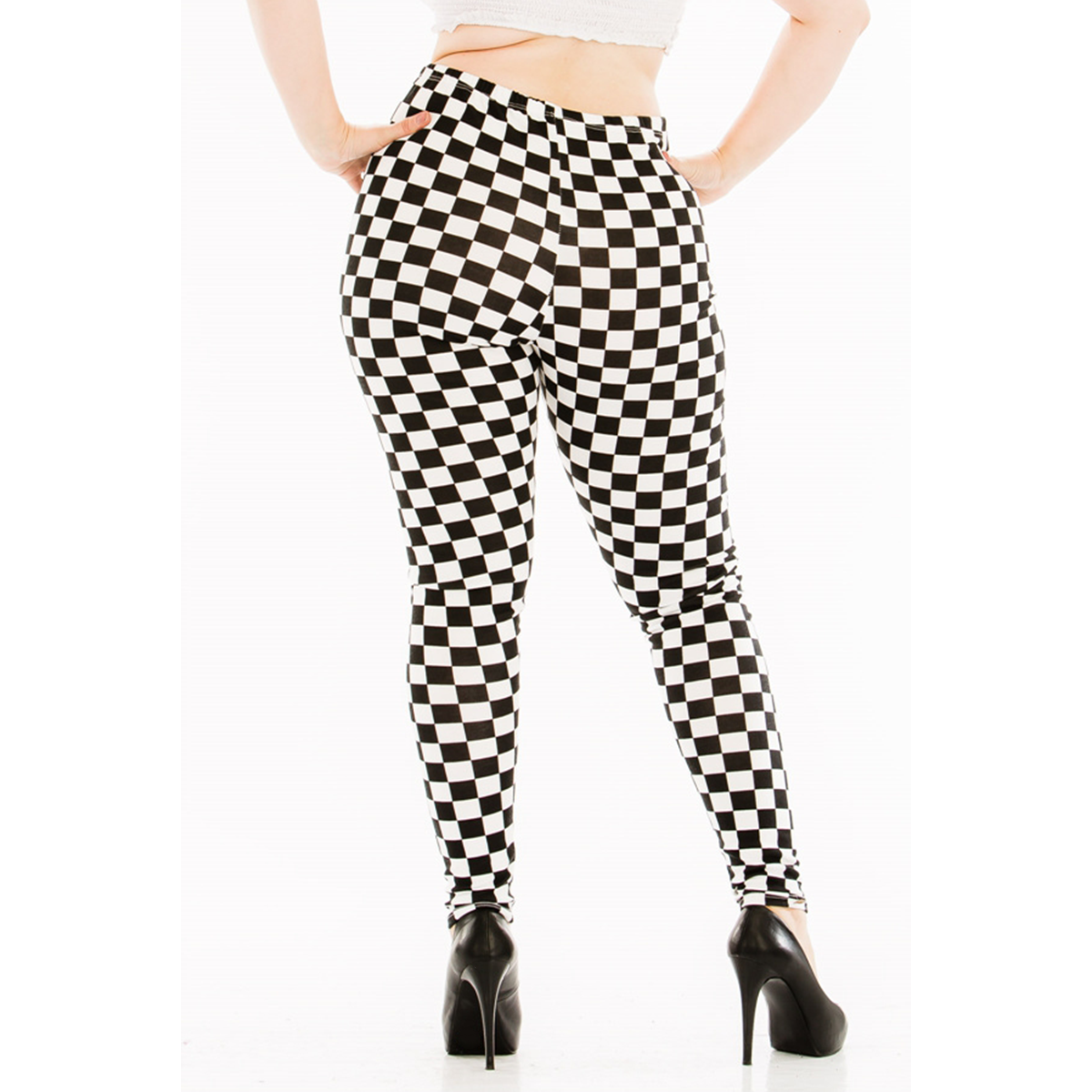 Black and white sales checkered leggings plus size