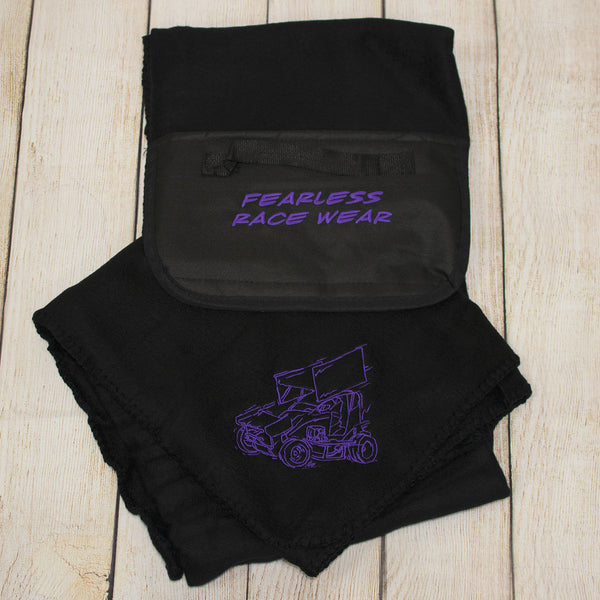 Micro Sprint Winged Embroidered Roll Up Fleece Blanket