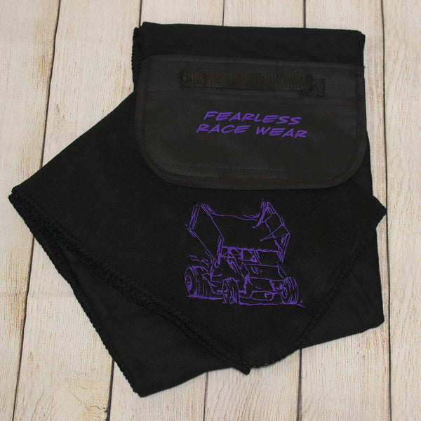 Sprint Car Embroidered Roll Up Fleece Blanket
