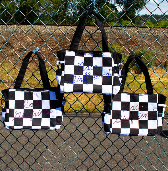 Rhinestone Canvas Checkered Handbag