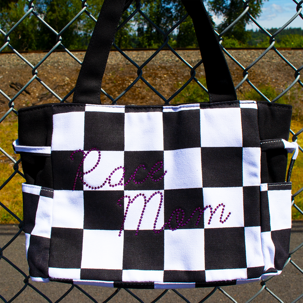 Rhinestone Canvas Checkered Handbag