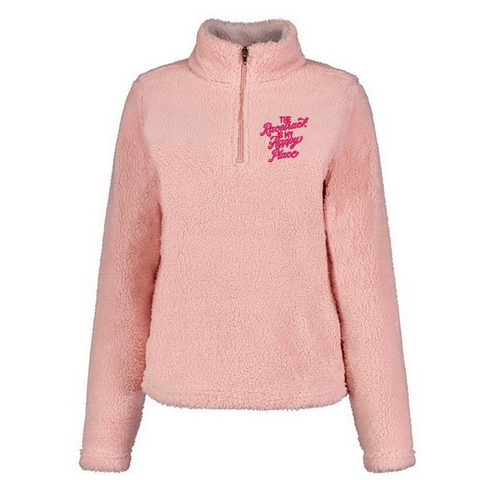 The Racetrack Is My Happy Place - Ladies Lt. Pink Sherpa 1/4 Zip Sweatshirt