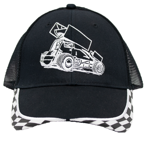 Sprint Car Checkered Bill Hats - 2 Colors