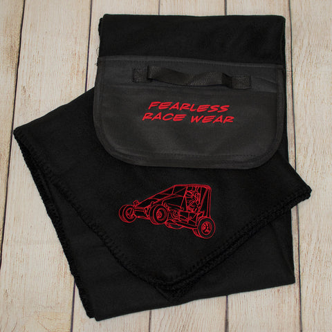 Midget Car Embroidered Roll Up Fleece Blanket