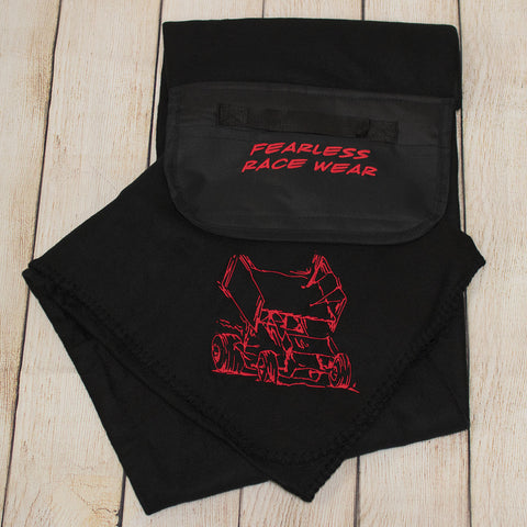 Sprint Car Embroidered Roll Up Fleece Blanket