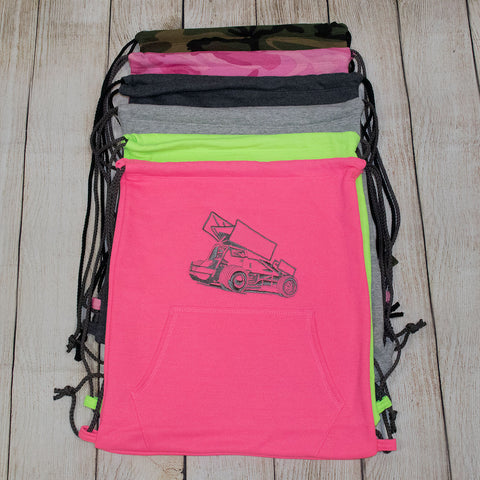 Embroidered Car Sweatshirt Cinch Sack