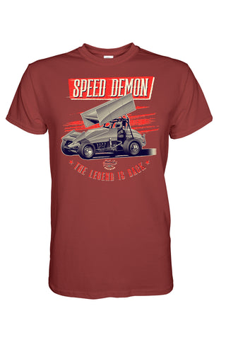 Vintage "Speed Demon" Sprint Car Tees, Long Sleeves & Hoodies - Red Print