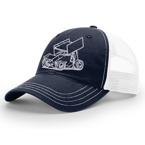 Sprint Faded Navy & White Relaxed Trucker Hat