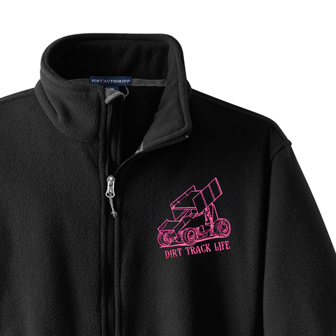 Dirt Track Life Embroidered Youth Fleece Jacket - Black or Pink - SPRINT CAR!