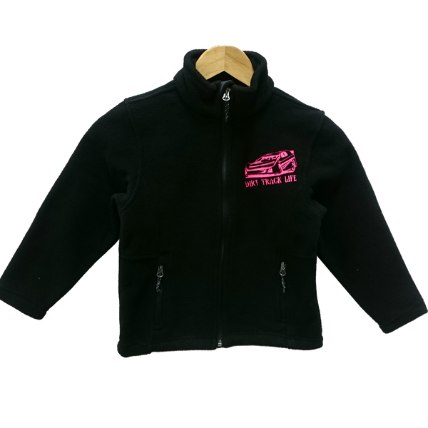 Dirt Track Life Embroidered Youth Fleece Jacket - Black or Pink - Choose your Car!