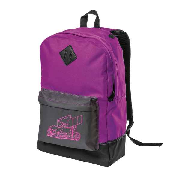 Electric Purple Embroidered Backpack