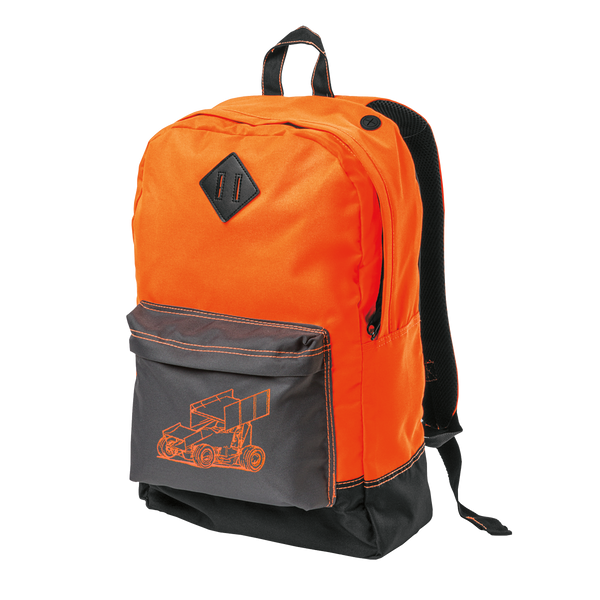  Neon Orange Embroidered Backpack