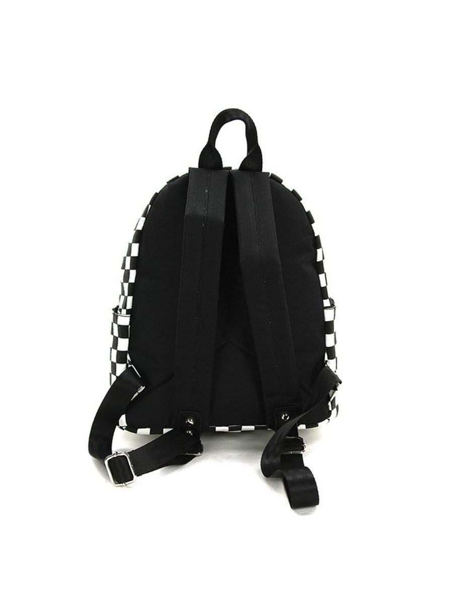 black and white checkered mini backpack Black and White Checkered Canvas Mini Backpack