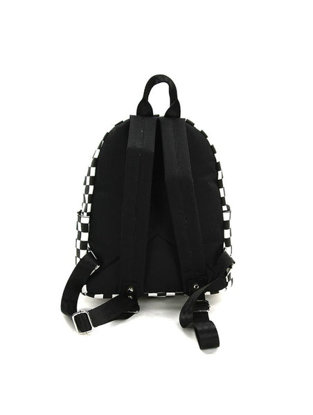 Black and White Checkered Canvas Mini Backpack