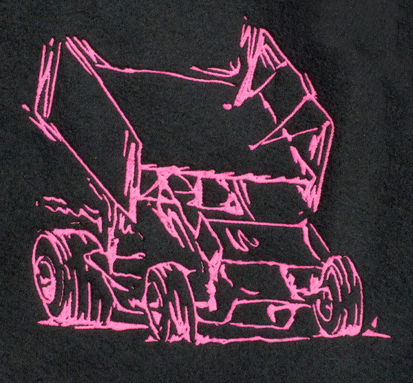 Sprint Car Embroidered Roll Up Fleece Blanket