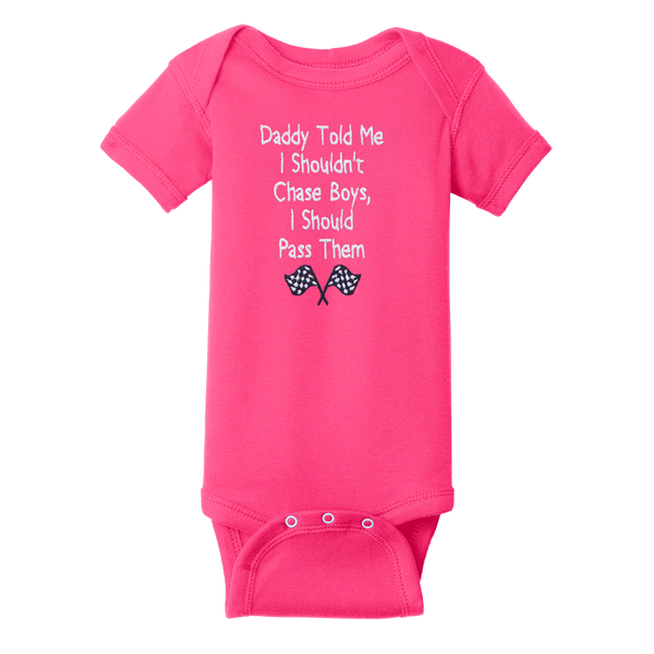 Daddy Told Me Embroidered Infant Onesie|Hot Pink|NB - 24M