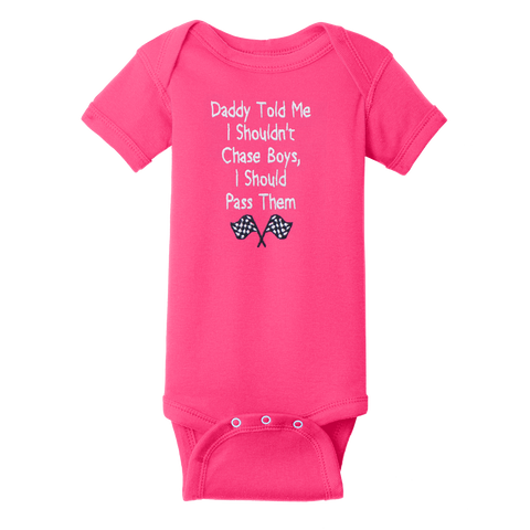 Daddy Told Me Embroidered Infant Onesie|Hot Pink|NB - 24M